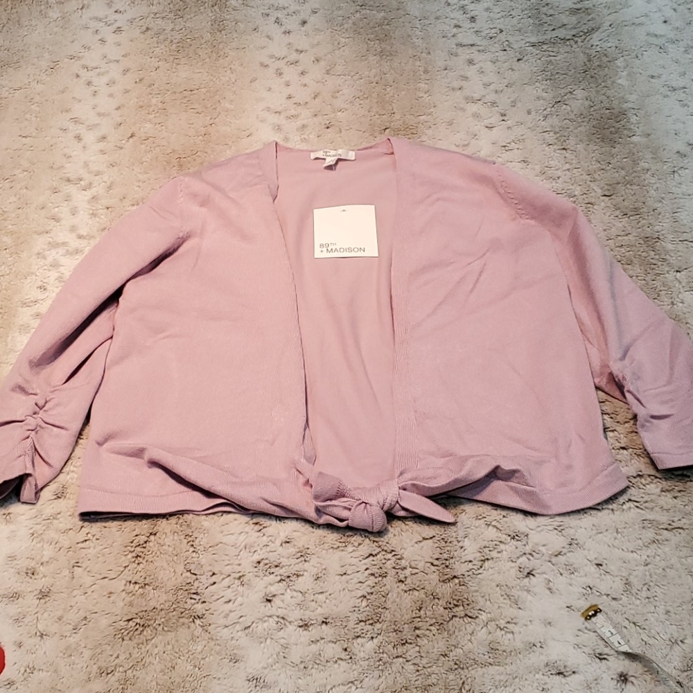 89th Madison Lilac Purple Open Front Tie Ballet Cardigan Size Small New With Tag - Picture 2 of 6